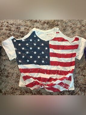 Short Sleeve Tee - Red, White & Blue Flag Print